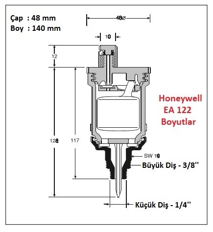 Honeywell EA122-BA Vakum Kırıcılı Otomatik Purjör 1/4'' - 3/8'' - Alman Malı